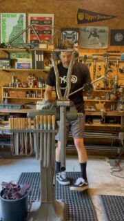 REAM’N & SCREAM’N //
-
I’ll knock 500 clams off any Ti build if you make the trip and ream the seat tube yourself.  You’ll be guaranteed 3 things: You’ll save some cash, you’ll break a sweat and you’ll feel the pump.  I’m kidding…. Maybe.  But reaming Ti seat tubes is a workout.  And this is just me removing the reamer once it’s done.
-
#titaniumisreal 
#steamandshout