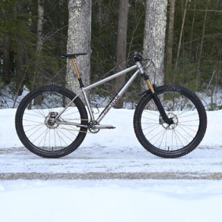 New Shoes 
-
Been running a purple to bronze fade on my personal singlespeed since about 2018/2019.  Felt like it was time to change things up and make a few adjustments to the build kit.  So stripped everything down 2 weeks ago and re-anodized everything with a bronze to rose fade.  I was waiting on some small parts but those arrived this week and I was able to finish anodizing all the small goodies.  Made a few tweaks to the build out late this past fall including a new SQlab 611 saddle and their 30x 12° mid-rise carbon bars. 
-
One of the things I’ve noticed about my singlespeed builds, especially the titanium build is they’re a tad fork heavy.  They even out a bit with two full water bottles.  I had an “extra” 200mm dropper here back from service.  Since the build was stripped down, I had long been thinking of adding some weight to the rear of my build and a 200mm dropper cut the mustard on this: More weight and more drop.  And it really evened out the weight distribution.  A win-win.  I also had a set of 170mm @canecreekusa eeWings kicking around from the swap to 165’s on my Snakedriver FS, so those went on this build.  170mm cranks on my SS is the ticket.  I’ll never run a set of 175’s again.  I’m pretty stoked on the way everything came out matching the frames ano fades with Ti bolts for the faded @ron_kingcage 
-
And now the long wait till the snow melts.. it was about 16° with a stiff wind when I shot these pics around 4pm.  Had to take my gloves off to feel the shutter release.  That will wake you up!  Good thing there’s fat bikes to ride until this snow melts!