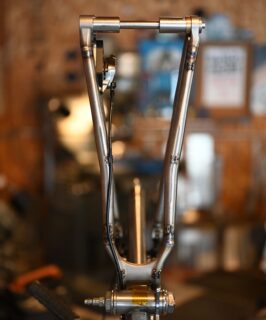 ROUTED //
-
A follower was asking about cable routing earlier.  I used to route everything under the top tube and down the undersides of the seatstays but with the disappearance of external droppers I redesigned how I route all the cables to go down the top of the DT and then under the chainstays.  Over time I had noticed when bikes would come in for refreshes, the undersides of the top tubes were a mess.  Lots of rust and the powder was worn and abraded. Being that a tube is round, wet muck would settle between the underside of the tube and cables and with a lot of handling a bike, it would see a ton of wear in that location.  Hence the move to put things in the DT and keep everything tidy in one straight line. 
-
Here’s the underside of the swingarm.  Asymmetric routing with that lead guide offset for a smooth transition.  I do this on all my bikes including the Marauder.  And wouldn’t you know it’s cut down on wear by a metric mile?  How about that!
-
#steelisreal 
#steelfullsuspension