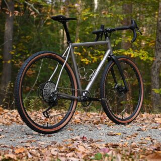 Huntsman Ti //
-
When we moved from Providence to New Hampshire in 2006, it only took one ride on my skinny tire road bike to realize I needed something very different to tackle the dirt roads and off beaten tracks in this neck of the woods.  And so the Huntsman was born.  This ones getting a full redesign this winter.  It’s pictured with 50mm tires but wouldn’t you know that first Huntsman back in 2007 ran 2.3” tires?  I want more of that..
-
#titanium 
#more
